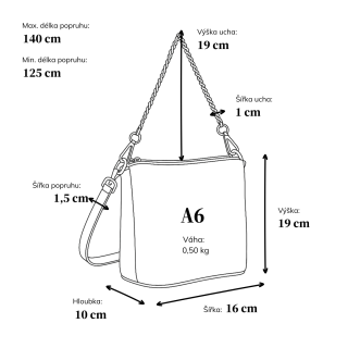Malá kožená crossbody kabelka s výrazným řetízkem Noelia Bolger materiál kůže zapínání na zip barva černá velikost malá NB 3016 C Rozměry