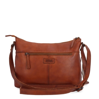 Dámská kožená crossbody kabelka Noelia Bolger materiál kůže zapínání na zip barva koňaková velikost střední NB 2430 KO Zezadu