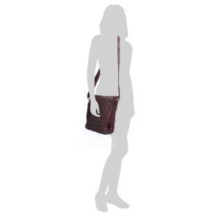 Kožená crossbody kabelka s designovým prošitím Noelia Bolger materiál kůže zapínání na zip barva vínová velikost střední NB 2089 BO Na postavě