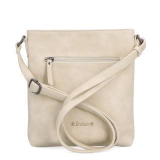 Středně velká crossbody kabelka s motivem Indee materiál syntetická kůže zapínání na zip barva béžová velikost malá 6329 BE Zezadu