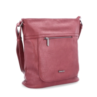 Crossbody kabelka s přední a zadní kapsou Tangerin materiál syntetická kůže zapínání na zip barva vínová velikost střední 8036 BO