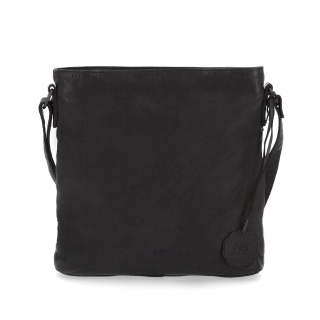 Kožená crossbody kabelka ve vintage stylu Noelia Bolger materiál kůže zapínání na zip barva černá velikost malá NB 2001 C Zepředu