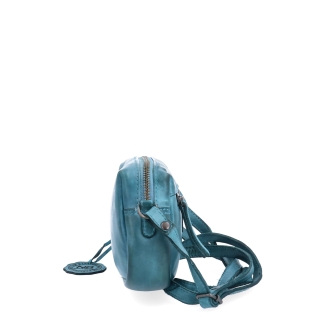 Minimalistická kožená crossbody kabelka Noelia Bolger materiál kůže zapínání na zip barva tyrkysová velikost malá NB 2417 TYR Z boku