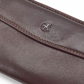 Kožená peněženka penál Cosset materiál kůže zapínání na zip barva hnědá velikost velká 4491 Komodo H Logo