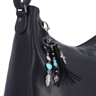 Kožená crossbody kabelka s moderním přívěskem Noelia Bolger materiál kůže zapínání na zip barva černá velikost střední NB 3106 C Detail