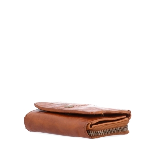 Kožená peněženka s kapsou na zip Noelia Bolger materiál kůže zapínání na cvoček barva koňaková velikost malá 5136 NB KO Tloušťka