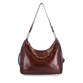 Kabelka přes rameno i crossbody s odepínacími popruhy Le Sands materiál syntetická kůže zapínání na zip barva hnědá velikost střední 4637 H Zepředu