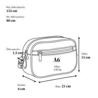 Malá praktická kabelka ze syntetické kůže Carmelo materiál syntetická kůže zapínání na zip barva černá velikost malá 4329 C Rozměry
