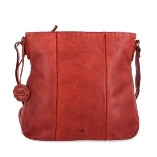 Kožená crossbody kabelka s prošíváním Noelia Bolger materiál kůže zapínání na zip barva červená velikost střední NB 2002 CV Zepředu