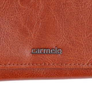 Malá dámská peněženka Carmelo materiál kůže zapínání na cvoček barva koňaková velikost malá 2125 KO Logo