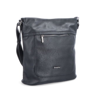 Crossbody kabelka s přední a zadní kapsou Tangerin materiál syntetická kůže zapínání na zip barva černá velikost střední 8036 C