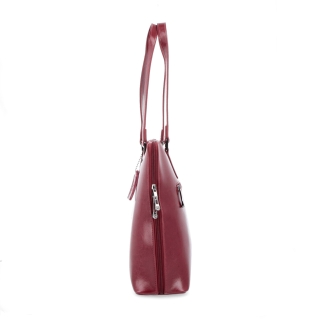 Elegantní kožená kabelka Noelia Bolger materiál kůže zapínání na zip barva červená velikost velká NB 0057 TCV Z boku