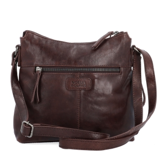 Kožená crossbody kabelka s přívěskem Noelia Bolger materiál kůže zapínání na zip barva hnědá velikost malá NB 3100 H Zezadu