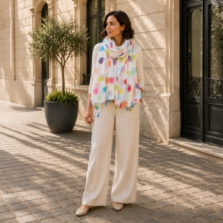 Lehký šátek s originálním vzorem Noelia Bolger materiál Viskóza a bavlna barva multicolor KL506 - 09