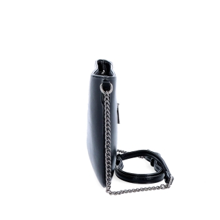 Elegantní crossbody kabelka s řetízkem LeSands materiál syntetická kůže zapínání na zip barva černá velikost malá 7707 C Z boku
