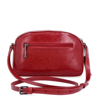 Malá minimalistická kožená crossbody kabelka Noelia Bolger materiál kůže zapínání na zip barva červená velikost malá NB 0106 TCV Zezadu