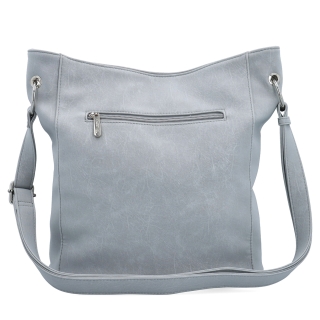 Městská crossbody kabelka s hebkým povrchem a děleným vnitřkem Tangerin materiál syntetická kůže zapínání na zip barva šedá velikost střední 7015 SS Zezadu