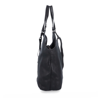 Velká kožená kabelka s uchy a crossbody popruhem Noelia Bolger materiál kůže zapínání na zip barva černá velikost velká NB 2429 C Z boku
