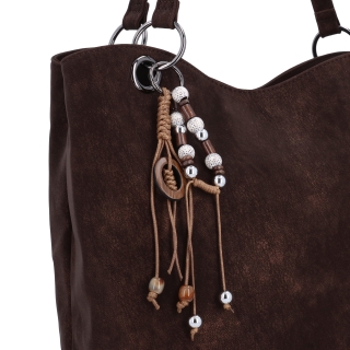 Stylová kabelka přes rameno s odnímatelným přívěskem Carmelo materiál syntetická kůže zapínání na zip barva hnědá velikost velká 4664 H Detail