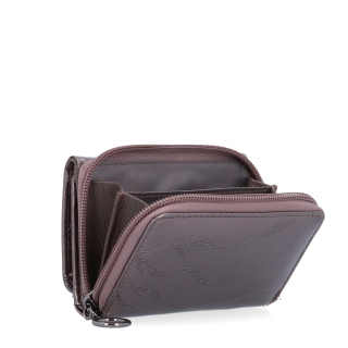 Elegantní lakovaná kožená peněženka Carmelo materiál kůže zapínání na zip barva taupe velikost malá 2105 L T Polobok zezadu