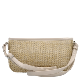 Malá crossbody kabelka ve straw stylu Le Sands materiál syntetická kůže zapínání na zip barva béžová velikost malá 4616 BE Zezadu
