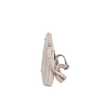 Malá crossbody kabelka s jemným elegantním vzorem Carmelo materiál syntetická kůže zapínání na zip barva béžová velikost malá 4337 BE Z boku