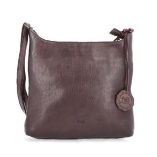 Kožená crossbody kabelka pro každý den Noelia Bolger materiál kůže zapínání na zip barva hnědá velikost malá NB 2404 H Zepředu
