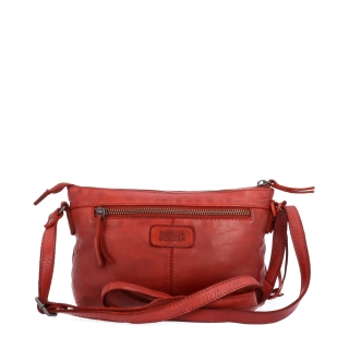 Kožená crossbody s čistými liniemi Noelia Bolger materiál kůže zapínání na zip barva červená velikost malá NB 2414 CV Zezadu