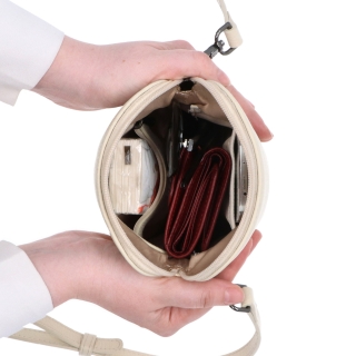 Malá kožená crossbody kabelka Noelia Bolger materiál kůže zapínání na zip barva béžová velikost malá NB 3017 K Vnitřek