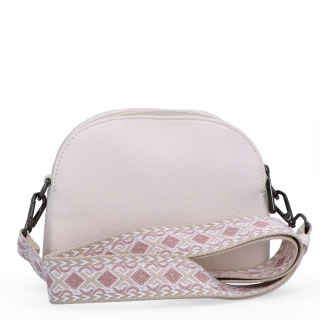 Malá crossbody kabelka svýrazným popruhem Tangerin materiál syntetická kůže zapínání na zip barva béžová velikost malá 8044 K Zezadu