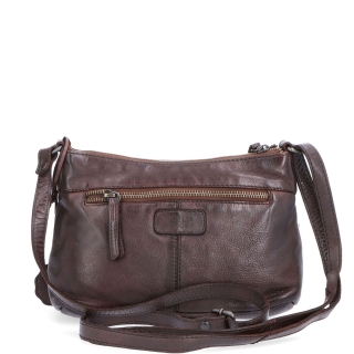Praktická kožená crossbody na každý den Noelia Bolger materiál kůže zapínání na zip barva hnědá velikost malá NB 2406 H Zezadu