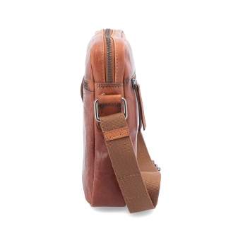 Kožená crossbody taška Poyem materiál kůže barva koňaková velikost malá 2206 Poyem KO Z boku