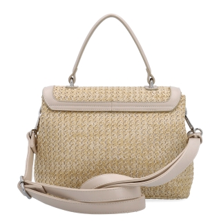 Elegantní straw kabelka do ruky i crossbody Le Sands materiál syntetická kůže zapínání na zámeček barva béžová velikost malá 4615 BE Zezadu