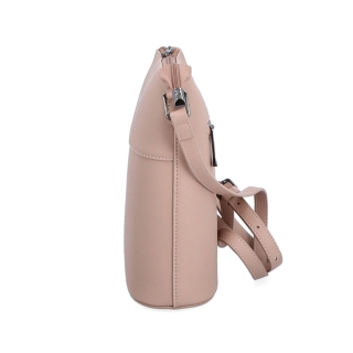 Elegantní kabelka Noelia Bolger materiál kůže zapínání na zip barva nude velikost malá NB 0058 N Z boku