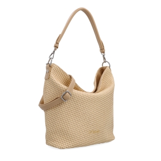 Ležérní kabelka typu hobo s odepínatelnými popruhy Le Sands materiál syntetická kůže zapínání na zip barva béžová velikost střední 4621 BE