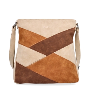 Crossbody kabelka s originálním designem Tangerin materiál syntetická kůže zapínání na zip barva béžová velikost střední 1118 BE Zepředu