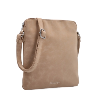 Menší crossbody kabelka z hebkého materiálu Tangerin materiál syntetická kůže zapínání na zip barva béžová velikost malá 7017 SAN