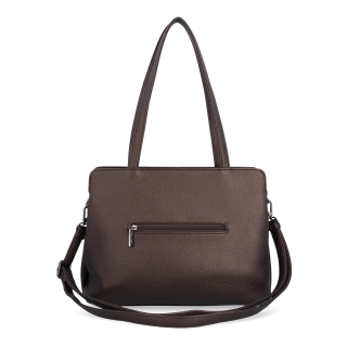 Elegantní kabelka s odnímatelným crossbody popruhem Le Sands materiál syntetická kůže zapínání na zip barva metalická velikost střední 4649 BR Zezadu