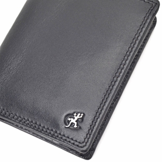 Kožená peněženka na výšku Cosset materiál kůže zapínání Bez zapínání barva černá velikost malá 4501 Komodo C Logo