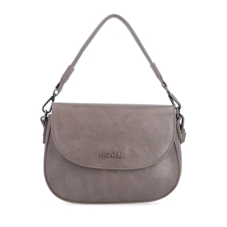 Stylová crossbody kabelka s klopou Le Sands materiál syntetická kůže zapínání s klopou barva taupe velikost malá 7730 T Zepředu