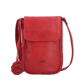 Kožená crossbody taška s klopou Noelia Bolger materiál kůže zapínání s klopou barva červená velikost malá NB 2418 CV Zepředu