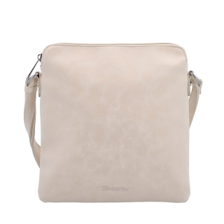 Menší crossbody kabelka z hebkého materiálu Tangerin materiál syntetická kůže zapínání na zip barva béžová velikost malá 7017 BE Zepředu