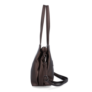 Elegantní kabelka s odnímatelným crossbody popruhem Le Sands materiál syntetická kůže zapínání na zip barva metalická velikost střední 4649 BR Z boku