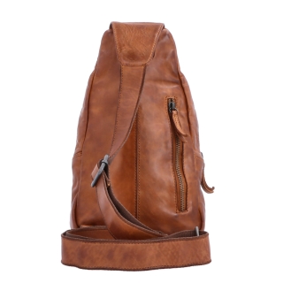 Kožený crossbody bodybag s variabilním nošením Noelia Bolger materiál kůže zapínání na zip barva koňaková velikost malá NB 2034 KO Zezadu