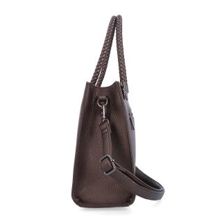 Dámská kabelka s odnímatelným crossbody popruhem Le Sands materiál syntetická kůže zapínání na zip barva metalická velikost střední 4648 BR Z boku