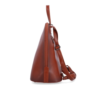 Elegantní městský batoh ze syntetické kůže Le Sands materiál syntetická kůže zapínání na zip barva koňaková velikost střední 7700 KO Z boku