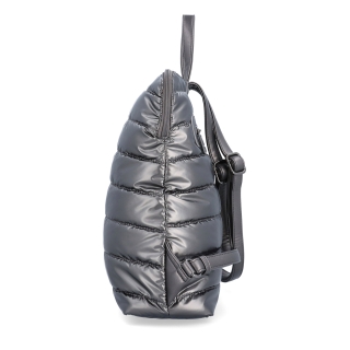 Prošívaný batoh z nadýchaného nylonu Carmelo materiál nylon zapínání na zip barva metalická velikost střední 4384 TI Z boku