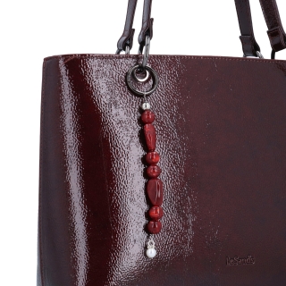 Stylová shopper kabelka přes rameno Le Sands materiál syntetická kůže zapínání na zip barva vínová velikost velká 4641 BO Detail