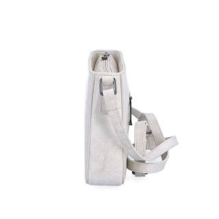 Elegantní, pevnější kožená crossbody kabelka Noelia Bolger materiál kůže zapínání na zip barva bílá velikost malá NB 0103 OW Z boku