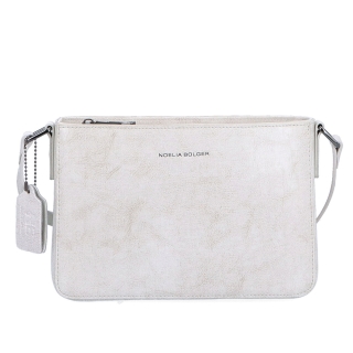 Elegantní, pevnější kožená crossbody kabelka Noelia Bolger materiál kůže zapínání na zip barva bílá velikost malá NB 0103 OW Zepředu